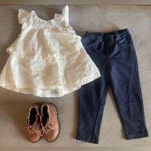 Toddler fall outfit(size24months) and boots(size8)